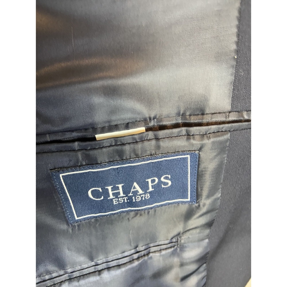 Chaps Mens 44R Navy Wool Gold Two Button Sport Coat Preppy Academia - Picture 11 of 16